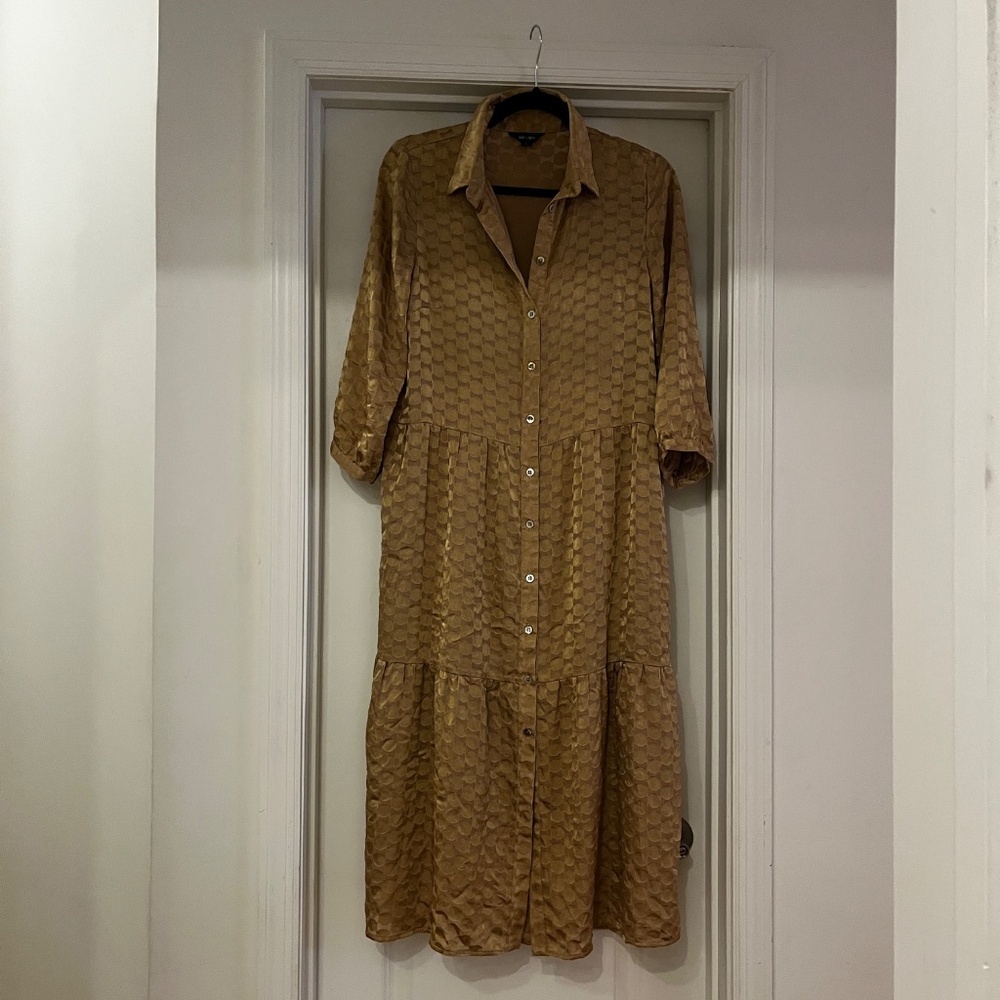 Saint + Sofia Gold Textured Button Down Maxi Dres… - image 7